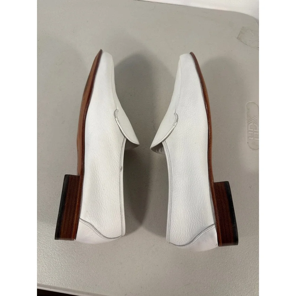 Bally Switzerland Mens White Leather Loafers Slip On Dress Shoes Size 10.5 M